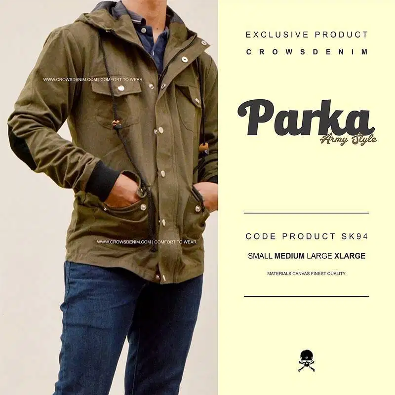 Jaket Pria | Jaket Parka Hijau | Jaket Parka Hoodie |Jaket Cowok Korea