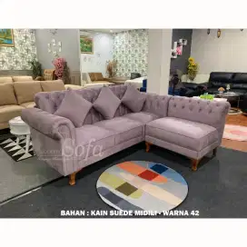 Sofa L kancing minimalis bergaransi