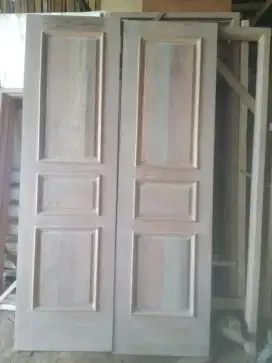 Kusen depan + pintu dobel komplit kayu kamper samarinda oven