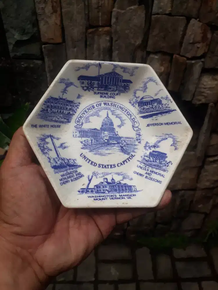 Antik vintage piring keramik lawas souvenir washington DC USA jadul