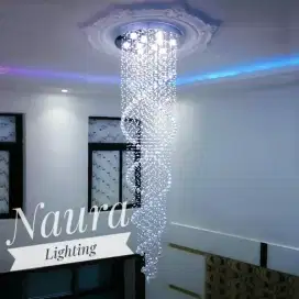 Lampu Gantung Crystal Dua Spirall D60xH300Cm
