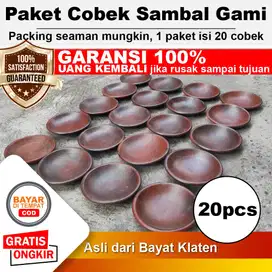 20pcs - Paket Usaha Sambal Gami Bakar Piring Cobek Tanah Liat D20