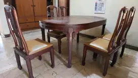 Meja makan oval kayu jati asli classic oriental 1 set