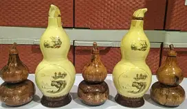 Botol Antik Keramik & Kayu Cina
