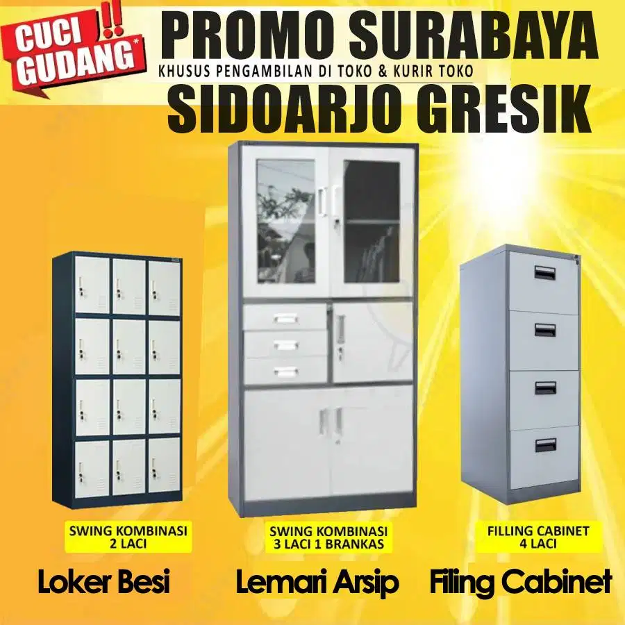 Lemari Arsip Loker filing Cabinet Besi GRATIS ONKIRR Laci tengah baru