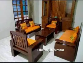 Kursi tamu minimalis modern3,,2,1,1, bahan kayu jati tua