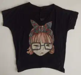 Kaos atasan Perempuan Dewasa motif V neck Import