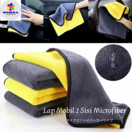 Kain Lap Mobil 2 sisi Microfiber Super Tebal dan Bulu halus size 30x30