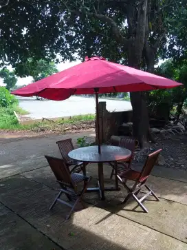 set meja payung,meja cafe outdoor,kursi cafe jati,meja payung taman