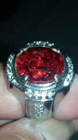 Jual Batu Cincin Permata Red Orange Tourmaline Cutting Top