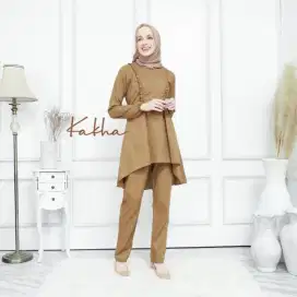 Tunik set Kakha – Kareem Series warna Khaki