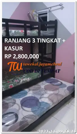 RANJANG 3 TINGKAT FUL SET KASUR BUSA ROYAL RANJANG SORONG + ROYAL