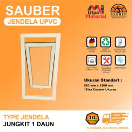 JENDELA UPVC | SAUBER | JUNGKIT | 600 x 1200 mm | GARANSI 10 TAHUN
