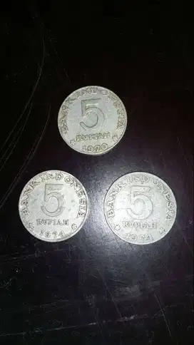 Uang Logam / Koin Rp 5 Kuno thn 70-74