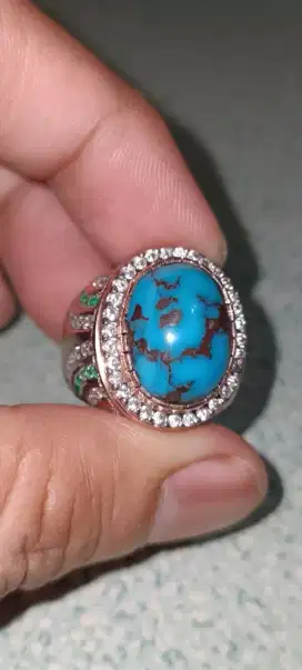 Pirus Persia Biru Laut Turquoise Urat Coklat Klimis Like Bacan