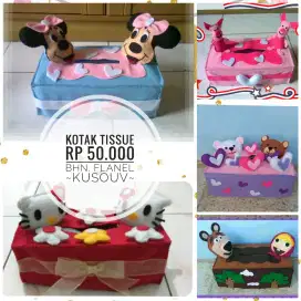 Kotis Flanel/Tempat Tissue Flanel/Wadah Tissue Karakter