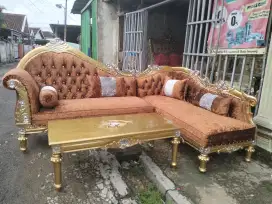 Kursi tamu sofa L mewah