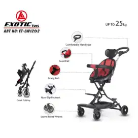 Kereta Dorong Bayi Exotic ET-LW120 Up To 25kg putar Magic Stroller