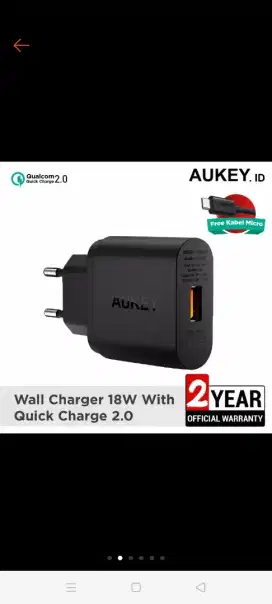 Aukey turbo cas 18w original Qualcom 2.0 fast charging