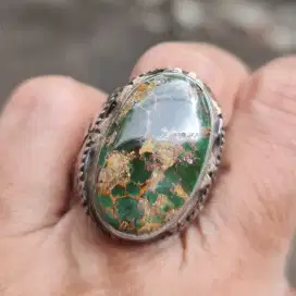 Natural Pirus Persia Ijo Lawasan Ring Perak