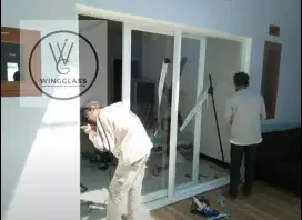 Kusen alumunium, pintu kaca, jendela, kanopi kaca, casement
