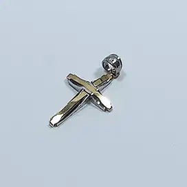 Liontin Kalung Salib Titanium Gold Silver Cross Necklace 2cm x 3cm New