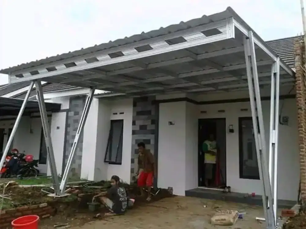 Pemasanga kanopi rumah minimalis kerangka baja ringan