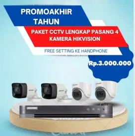 Paket CCTV include pasang Hikvision 2MP 4 Kamera ALL IN HIKVISION