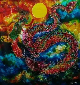LUKISAN KAIN BATIK TULIS THE GODDESS DRAGON (100% NEW ORIGINAL)