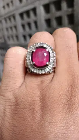 Natural ruby ring perak