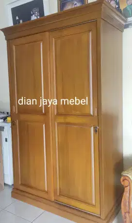 Lemari baju pakaian jati 2 pintu sleding