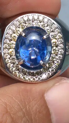 Royal Blue Safir srilanka top super kristal Emas Berlian