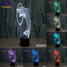 Lampu Meja / Tidur LED 3D Dengan 7 Warna Keren & Unik