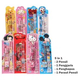 Alat Tulis Pensil Set Stationary 5in1 SET ALAT TULIS SEKOLAH 5 in 1 KA