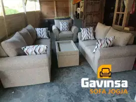 Premium Sofa 3-2-1 Konde Custom , Bahan Canvas Viena , Bantal Jumbo