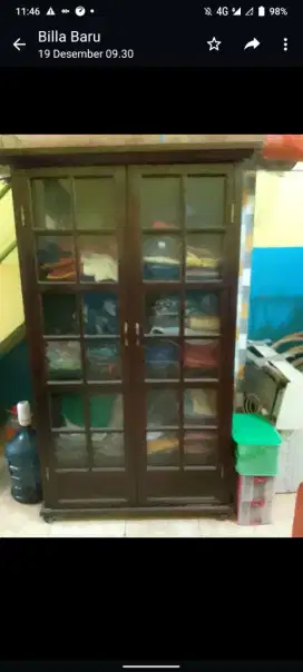 Jual lemari jati asli tinggi 2 mtr msh bgs