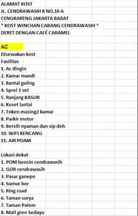 dijual kos baru cendrawasih jakarta barat
