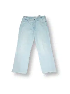 Celana jeans Zara denim boyfriend lose fit wash light blue original