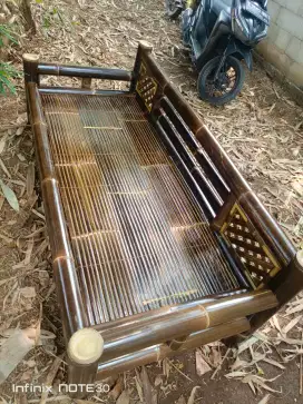 Bale dan kursi bambu hitam bangku sender COD bayar di tempat
