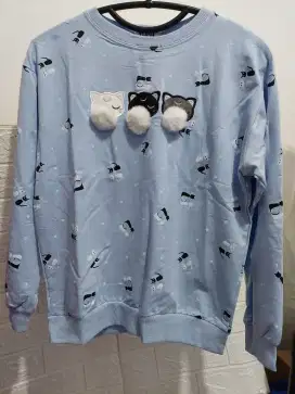 Sweater Blue Motif Cat