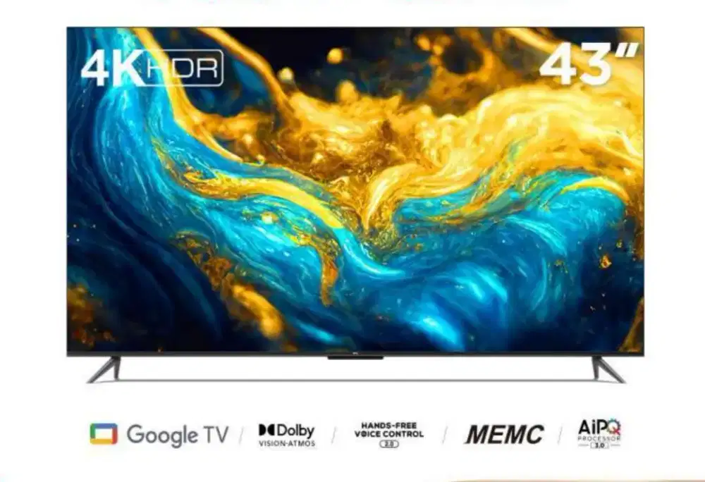 TCL LED TV 43A50 Google TV Android 11 UHD 4K MEMC Dolby Atmos Resmi