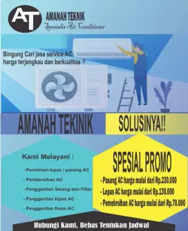 Jasa bongkar pasang ac, cuci dan isi freon