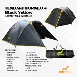 Tenda Dome Camping Tendaki Borneo 4 Kap 4-5 Orang Outdoor