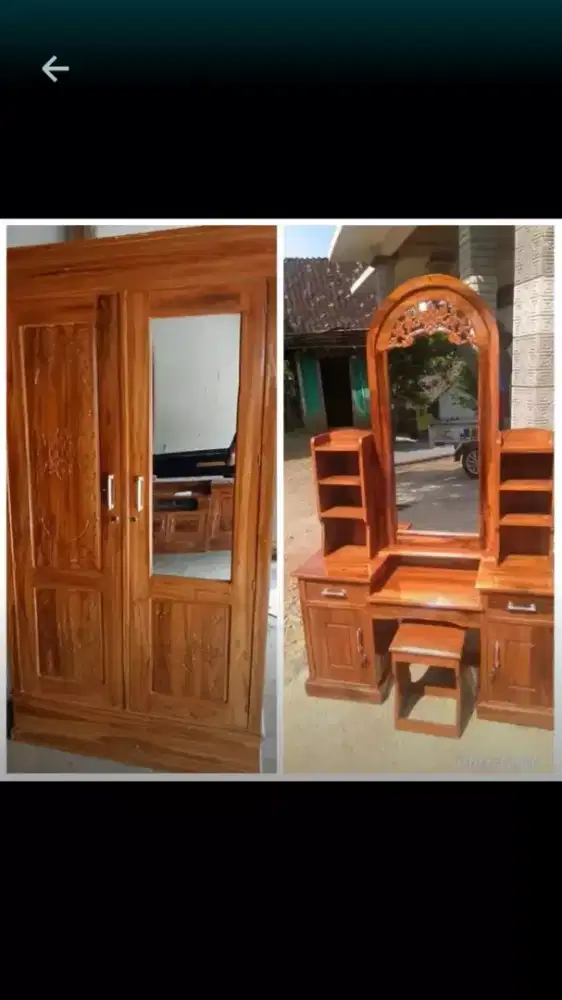 PAKET HEMAT Lemari 2pintu & meja rias jati