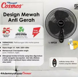 NEW KIPAS DINDING COSMOS REMOT 16 INCH