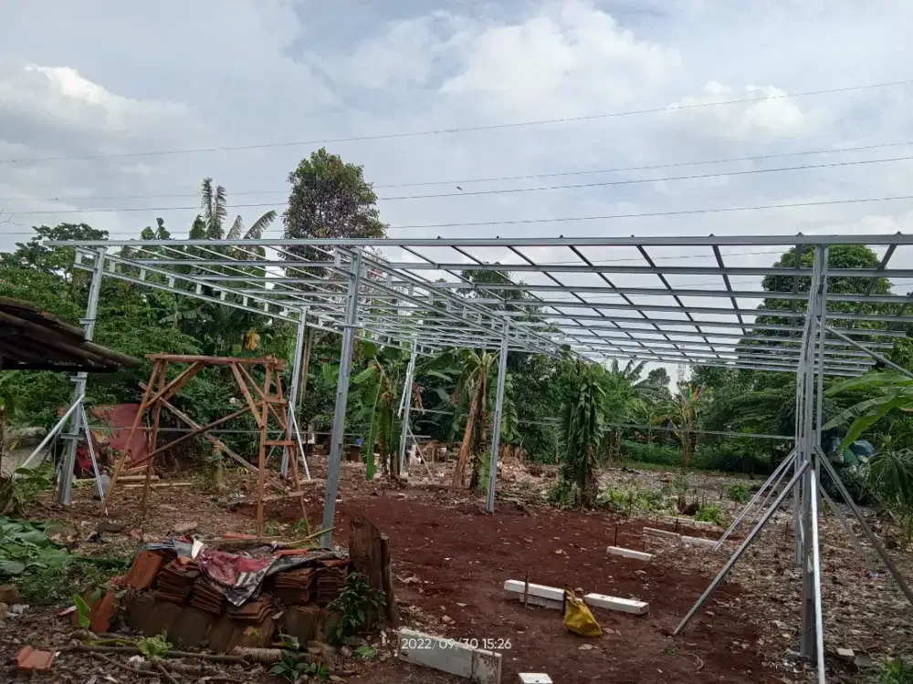 Pemasangan rangka bajaringan