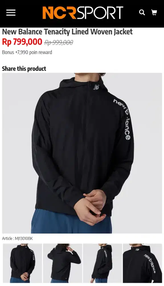 Jacket New Balance 100% Ori