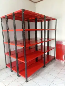 rak besi warna tiang hitam alas merah siap pakai