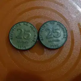 Koin 25 sentimo Fhilipina thn 1996 (2 keping)