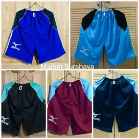 Celana badminton pria dan wanita polos hitam dan strip